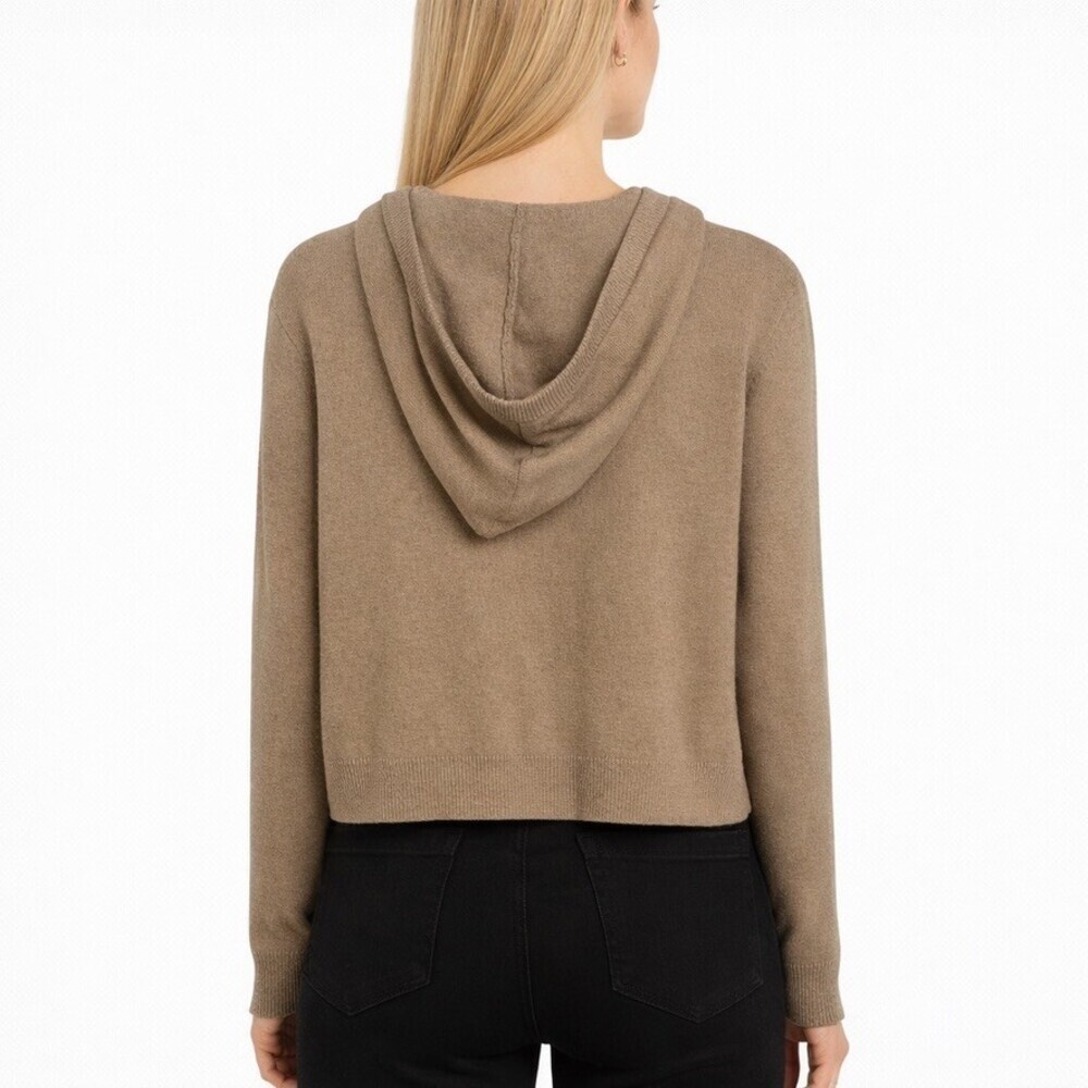 SABLYN Womens 100% Cashmere Hoodie Sweater XS zip front camel tan - Picture 2 of 6